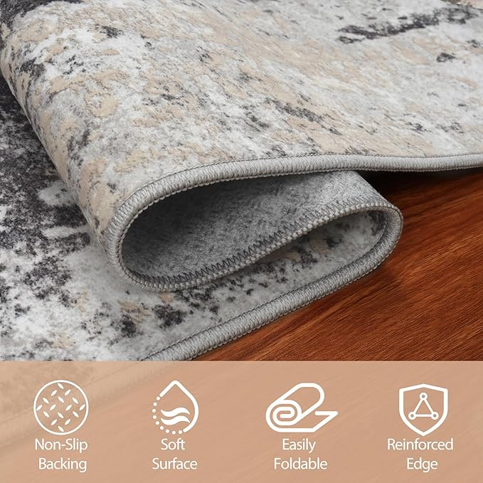 10x14 Area Rugs for Living Room Rug Washable: Abstract Large Rug Indoor Modern - Image 3