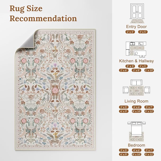 AMTOVO 8x10 Washable Area Rugs for Living Room, Non-Slip&Non-Shedding Large - Image 8