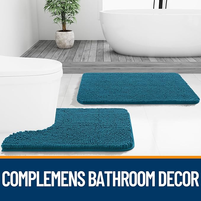 OLANLY Bathroom Runner Rugs 59x24, Soft Absorbent Chenille Bath Rugs, Rubber - Image 7