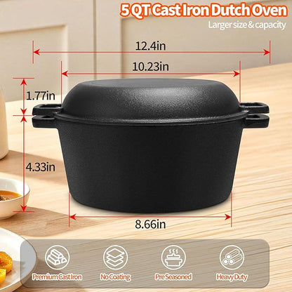 Cast Iron Dutch Oven for Bread Baking, 5 Qt Sourdough Dutch Oven - Image 7