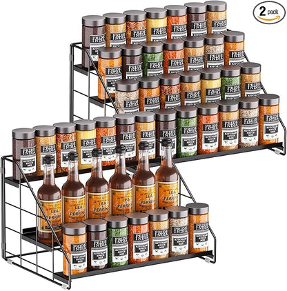 4 Tiered Spice Rack Organizer, 2 Pack Spice Rack Organizer by GIGIFTREE