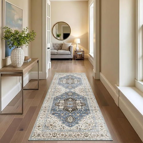 2x6 Runner Rug for Entryway Hallway-Vintage Farmhouse Boho Floral Neutral by Unknown