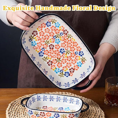 Ceramic Casserole Dishes for Oven, Hand-painted Polish Pottery Baking Dish Set - Image 2