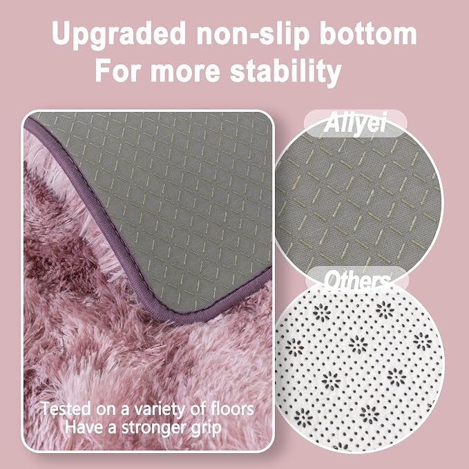 Soft Runner Rugs for Bedroom Hallways, 2x6 Tie-Dyed Grey Purple Fluffy Shag - Image 6