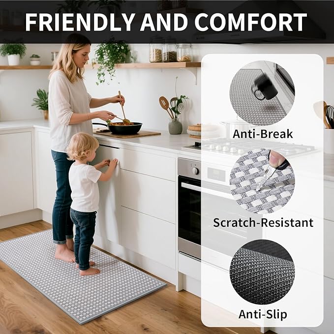 YDKGL Kitchen Rugs Non Slip Washable, Rubber Backing Soft Chenille Braided - Image 3