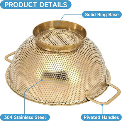 Gold Strainer for Kitchen, Stainless Steel Colander - Image 5