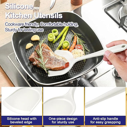 P&P CHEF Kitchen Utensil Set, 4 Pieces Non-stick Silicone Cooking Utensils - Image 3