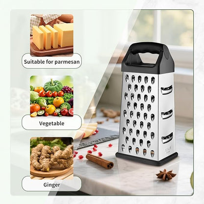 Cheese Grater, 9 IN Size 4-Sided Stainless Steel Grater, Food Shredder - Image 4