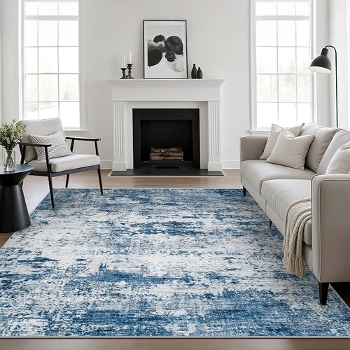 8x8 Area Rug Living Room Rug: Washable Modern Abstract Soft Thin Rug Indoor by FXRHLP