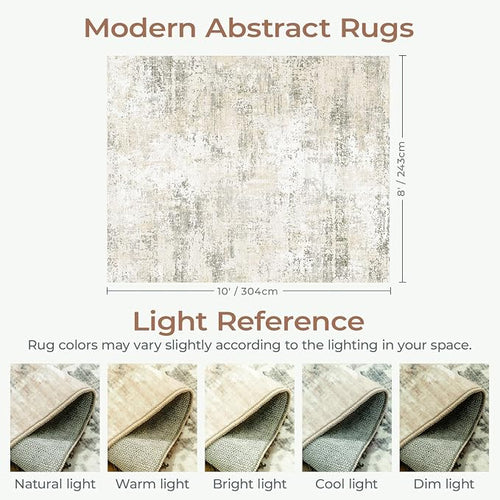 8x10 Rugs for Living Room, Neutral Large Abstract Area Rug, Non-Slip Machine - Image 2