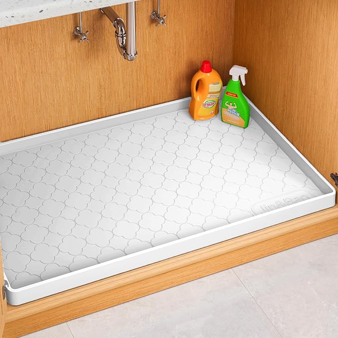 Jin&Bao Waterproof Under Sink Mat 28" x 22", Thick Silicone Mat Cabinet by Jin%26Bao