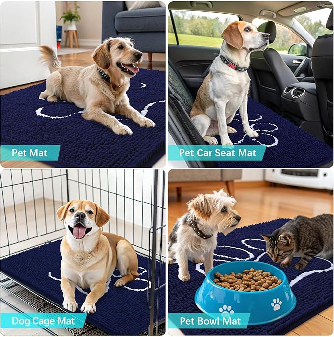 OLANLY Dog Door Mat for Muddy Paws 54x24, Paw Print Design, Absorbs Moisture - Image 7
