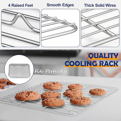 9 Inch Baking Sheet Pan with Rack Set, Joyfair Stainless Steel Toaster Oven - Image 4