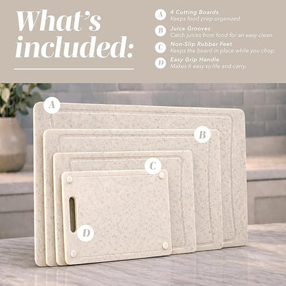 COOK WITH COLOR Non-Slip Cutting Board Set – Kitchen Essentials with Easy Grip - Image 2