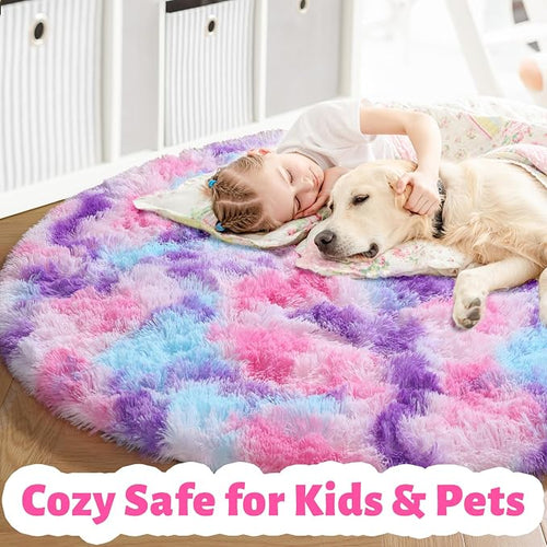 Amdrebio Hot Pink Rainbow Small Circle Area Rug 3Ft - Image 2