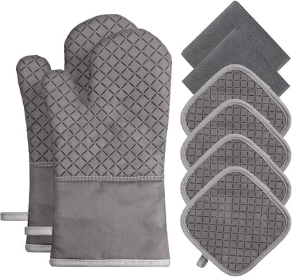 Oven Mitts and Pot Holders 8pcs Set, Cotton Oven Glove by Owfeel