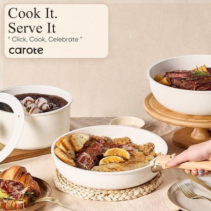 CAROTE 19pcs Pots and Pans Non Stick, Cookware Sets Detachable Handle, - Image 7