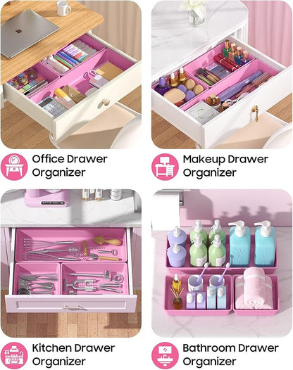 10 Pack Large Size Plastic Drawer Organizers Set, 3 Sizes Desk Drawer Organizer - Image 5