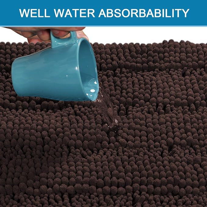 H.VERSAILTEX Bath Mats for Bathroom Non Slip Extra Thick Chenille Striped Bath - Image 5
