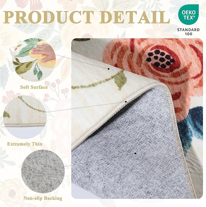 DUKINO 3x5 Area Rug, Floral Rugs - Image 5