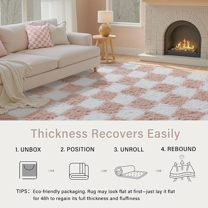 PureCozy Checkered 4x4 Round Rug - Image 4