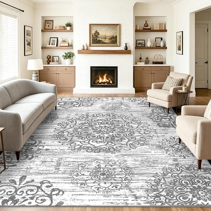 HEBE Area Rugs for Living Room 5'x7', Washable Non Slip Boho Bedroom Rug - Image 8