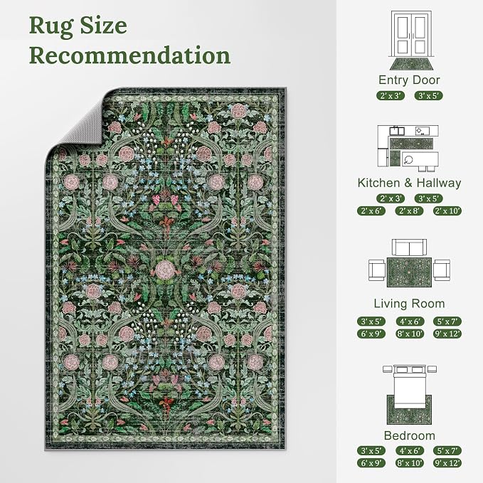 AMTOVO 2x6 Runner Rug for Hallway, Washable Non-Slip Long Kitchen Carpet - Image 8