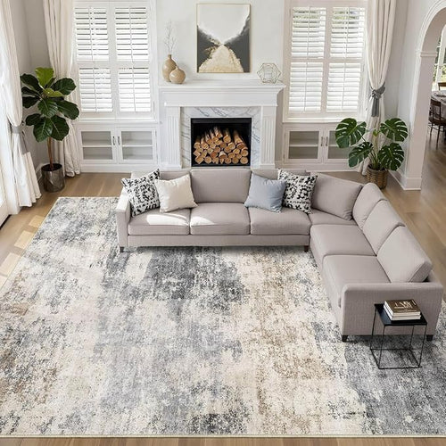 12x15 Area Rug Living Room: Washable Large Abstract Modern Soft Rugs Stain by LOONGRUG