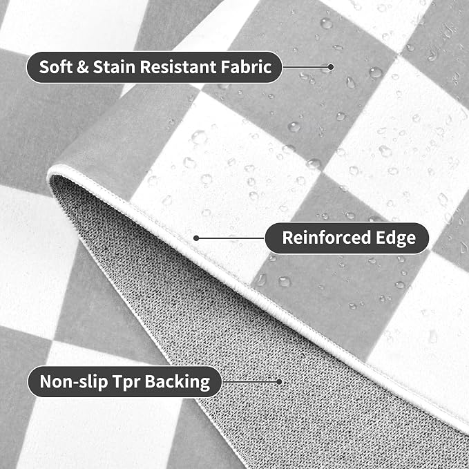 Terrug Grey and White Checkered Area Rug - Image 5