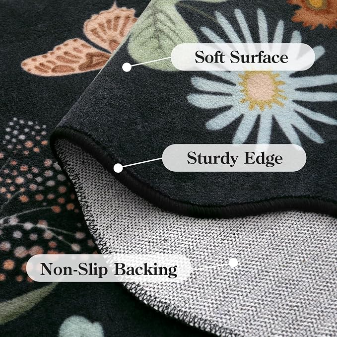 Lahome Floral Machine Washable Rug, 3x5 Rug Non Slip Soft Bedroom Rugs - Image 7