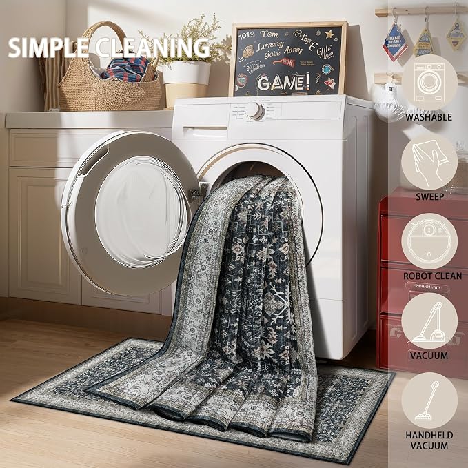 Ashen Washable 10x14 Area Rugs for Living Room, Dining Room Rugs for Under Table - Image 6