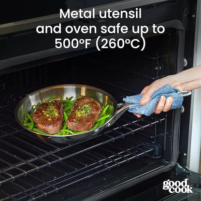 GoodCook Stainless Steel Fry Pan 10-Inch, Oven-Safe to 500F & Induction-Safe - Image 7