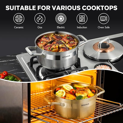 Hybrid Nonstick 3-Quart Stockpot, 8 Inch Stainless Steel Stockpot - Image 2