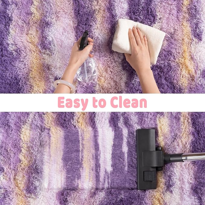 Shag Rugs for Living Room 6x9, Ultra Soft Abstract Purple Big Fuzzy Rugs for - Image 7