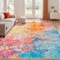 Rugflix 8x10 Area Rugs for Living Room, Washable Colorful Rainbow Rug by RugflixAreaRugs