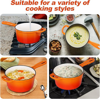 HaSteeL 2 QT Cast Iron Saucepan, Mini Enamel Dutch Oven - Image 7