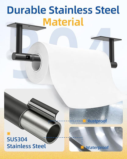 RUACQ Paper Towel Holder Under Cabinet, Wall Mounted or Adhesive Stainless - Image 5