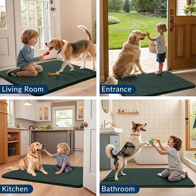 Smiry Dog Door Mat for Muddy Paws 48x30, Absorbent Dirt Trapper, Non-Slip - Image 7