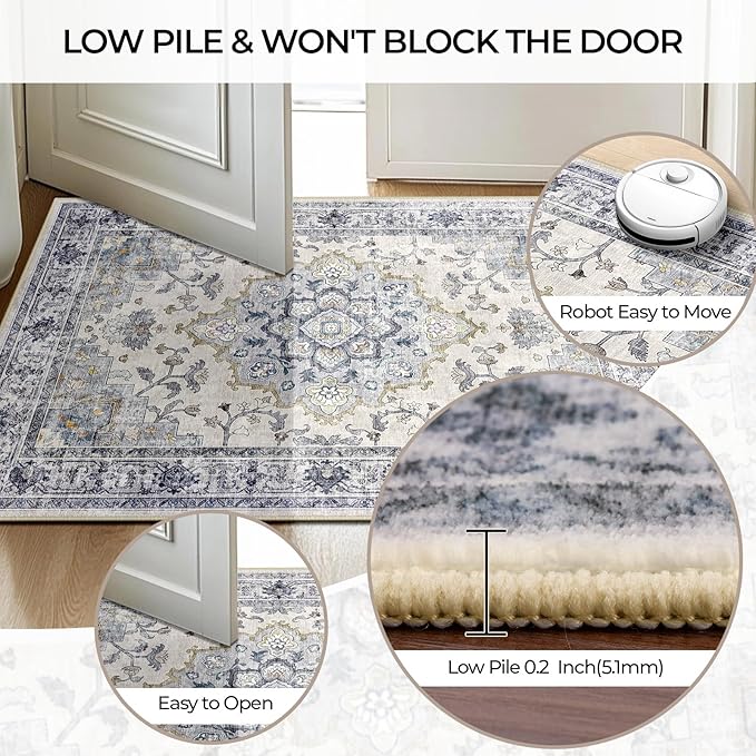 CAPALOCA Machine Washable Rugs Nursery Rug 5x7 Cute Girl Non Slip Low Pile - Image 5