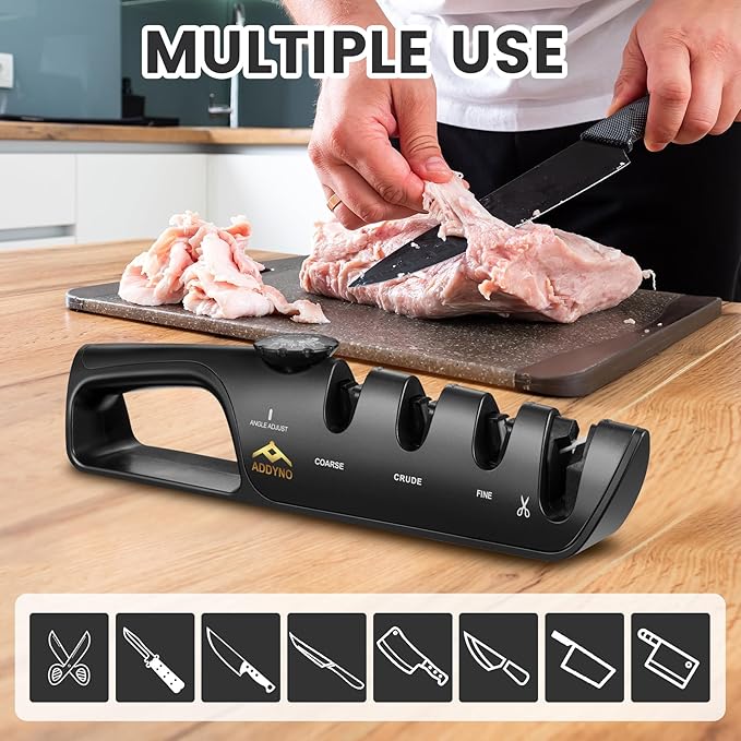 4-in-1 Knife Sharpener with Angle Guide, Adjustable Edge, 3-Stage - Image 5