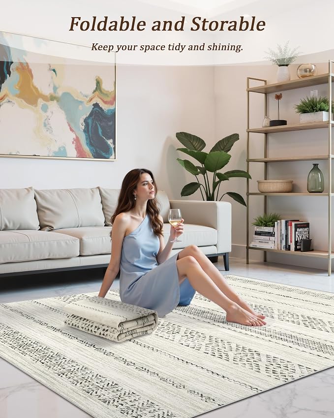 Miukiki 6x9 Area Rug for Living Room Moroccan Washable Rugs Non Slip Indoor - Image 5