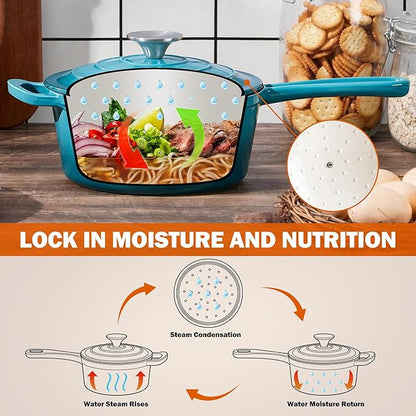 Homikit 3 Quart Saucepan with Lid, Enameled Cast Iron Saucepan - Image 5