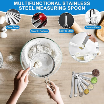Measuring Cups and Spoons Set 21 Piece, 11 Stainless Steel Nesting Measuring - Image 3