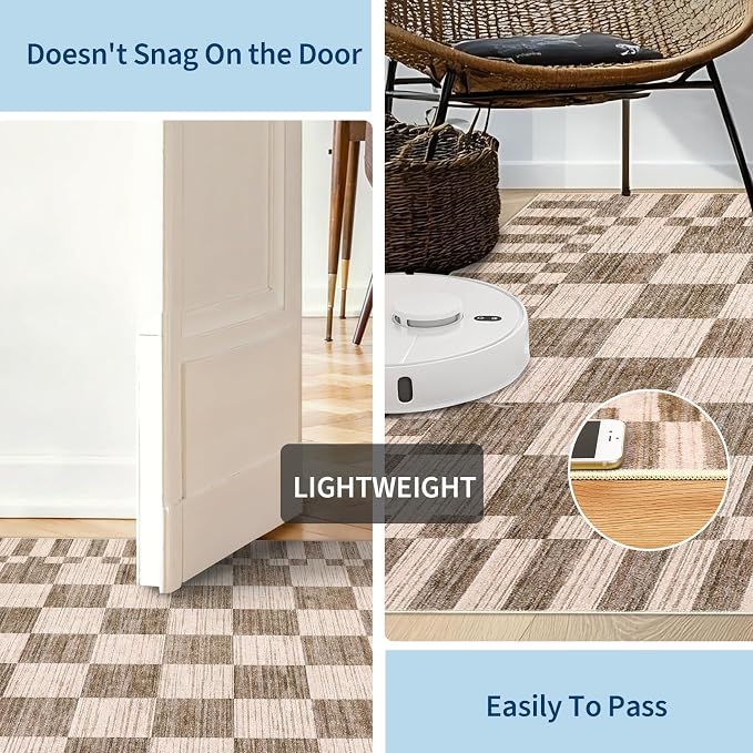 GarveeHome Brown Checkered Rug 6×9 Area Rugs - Image 6