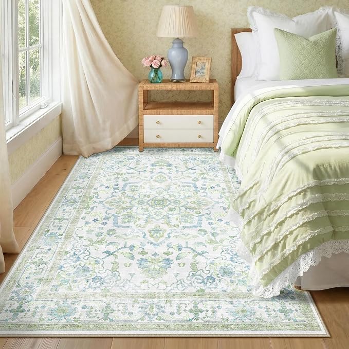 CAPALOCA Machine Washable Rugs Nursery Rug 4x6 Cute Girl Non Slip Low Pile by CAPALOCA