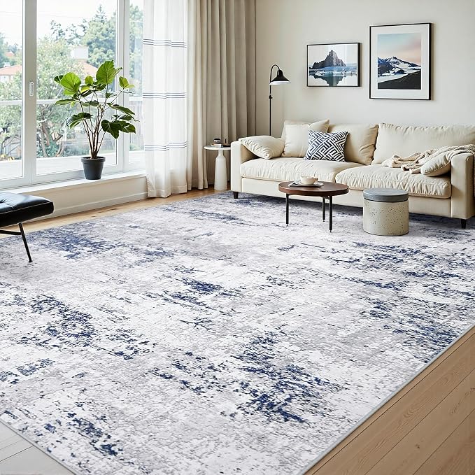 Area Rugs 9x12 Living Room: Large Modern Abstract Washable Rug Soft Indoor Anti - Image 2