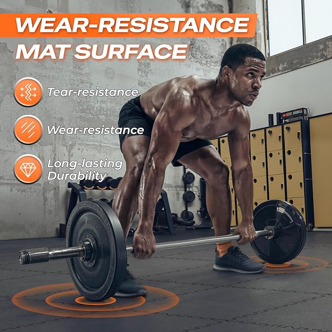 SUPERJARE 0.56'' Thick 36 Pcs 144 Sq Ft Rubber Top Exercise Equipment Mats - Image 6