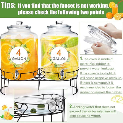 Honeydak 2 Pack 4 Gallon Glass Beverage Dispenser - Image 3