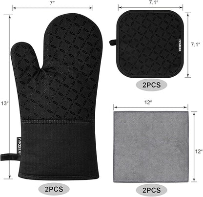 KEGOUU Oven Mitts and Pot Holders 6pcs Set, Kitchen Oven Glove High Heat - Image 2