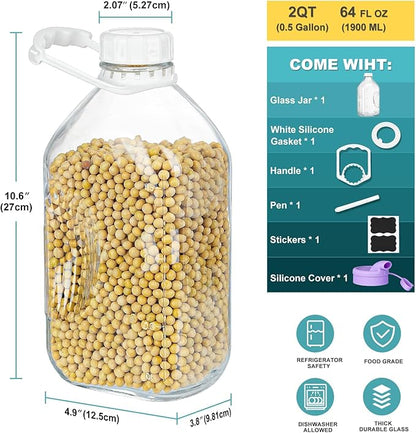 Ritayedet 64 Oz Heavy Duty Glass Milk Bottle - Image 3